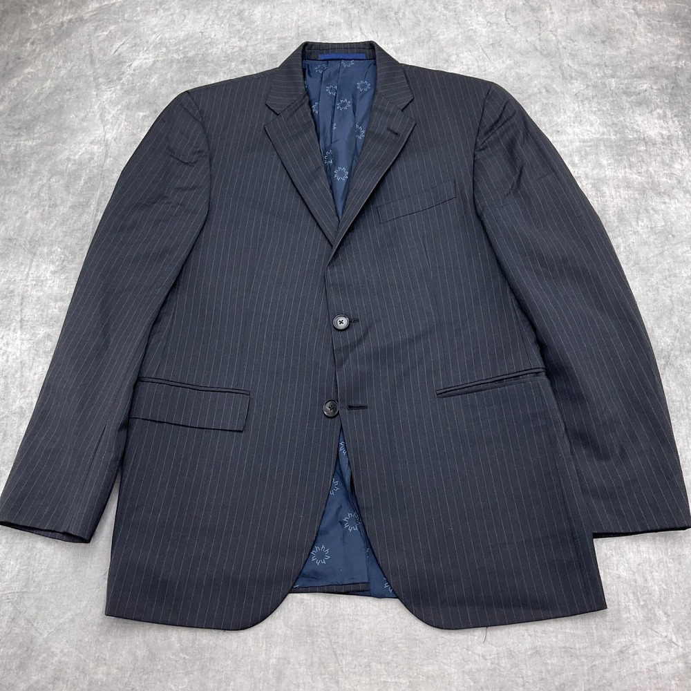 Hickey Blazer Men 40R Black White Pinstripe Jacket Wool VTG USA Union